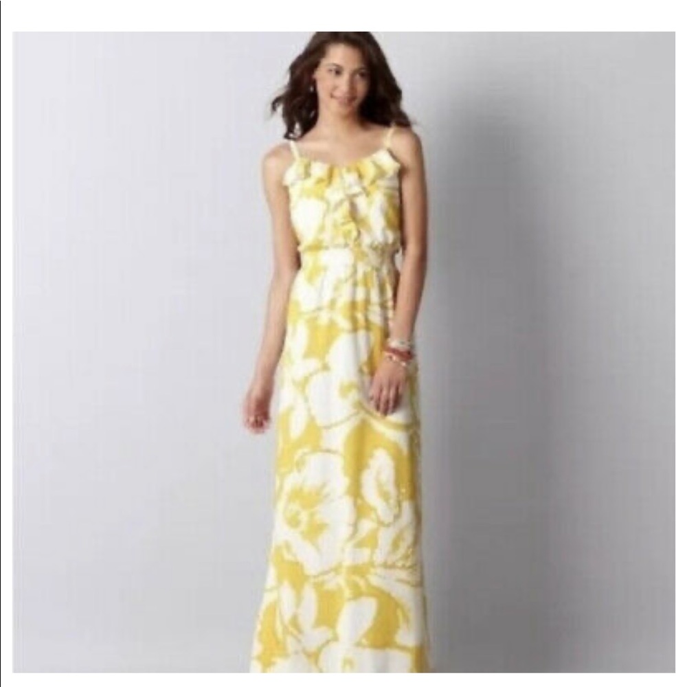 Loft Yellow Hibiscus Dress